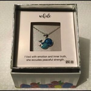 Crystal Whale Necklace.  Length of Chain is 20”